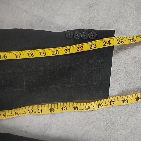 Perry Ellis Portfolio Dark Gray, W Blue Pinstripe 100% Wool Suit Jacket Size 40R - Picture 10 of 12